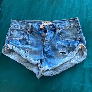 One Teaspoon Bandit Cutoff Ripped Jean Shorts sz 24 EUC